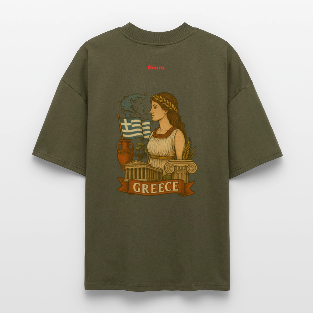 ♻️ 100% Bio Baumwolle Oversized T-Shirt Greece - Khaki