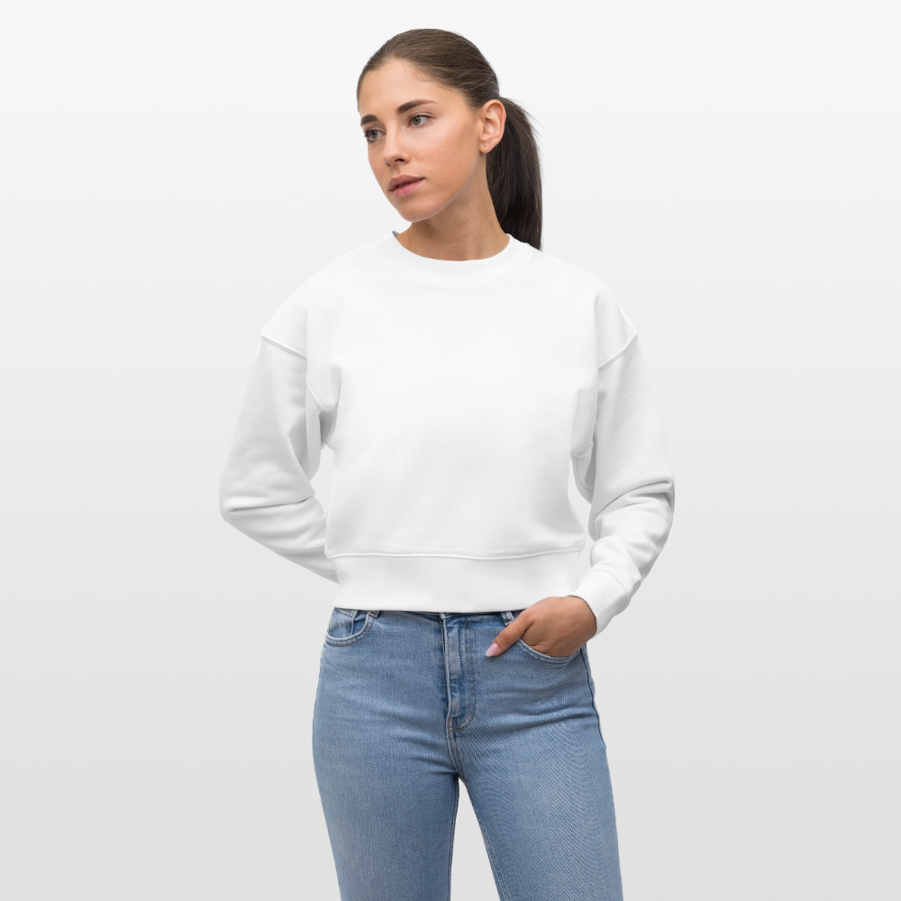 ♻️ Personalisierbares Cropped Frauen Bio-Sweatshirt - Weiß
