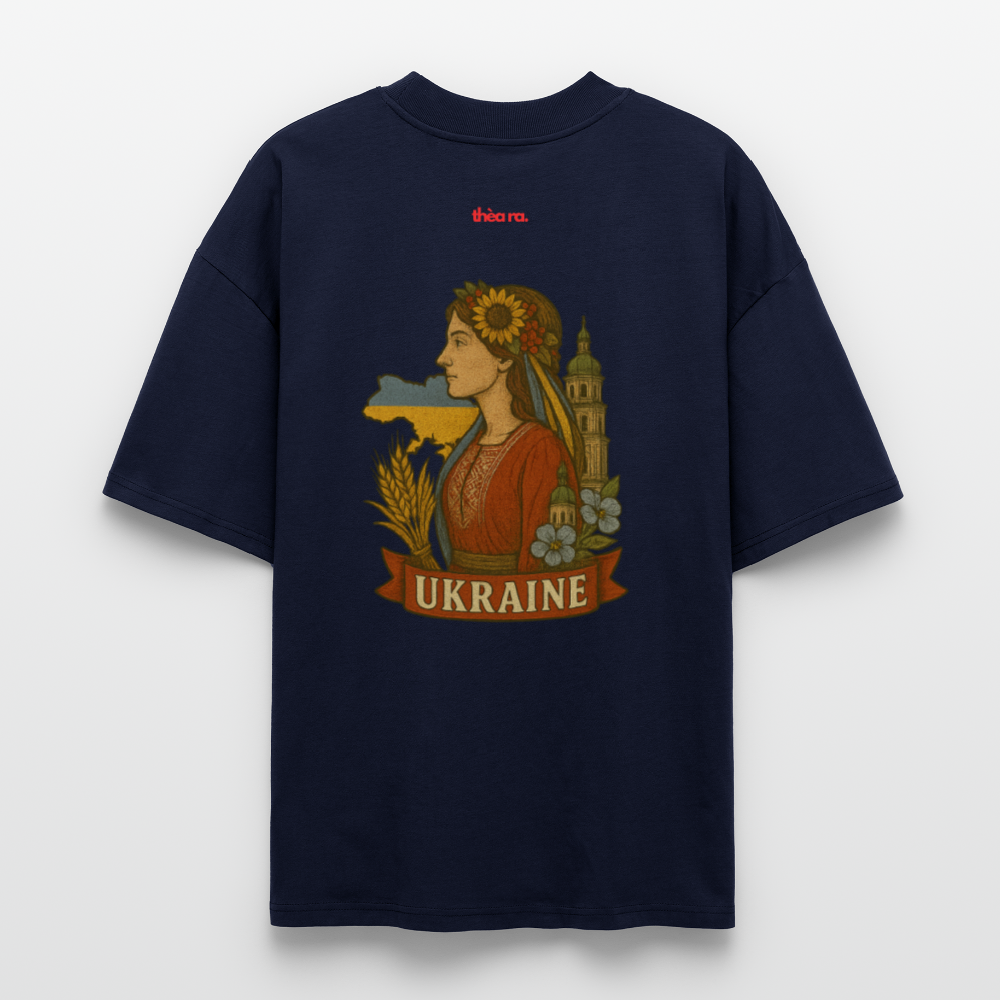 ♻️ 100% Bio Baumwolle Oversized T-Shirt Ukraine - Navy