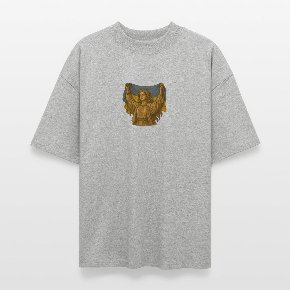 ♻️ 100% Bio Baumwolle Oversized T-Shirt Ukraine - Grau meliert