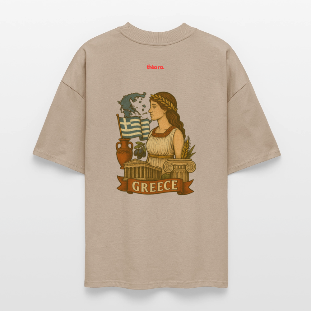 ♻️ 100% Bio Baumwolle Oversized T-Shirt Greece - Steingrau