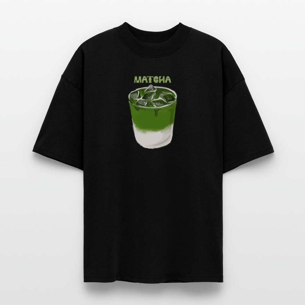 ♻️ 100 % Bio-Baumwolle – "Matcha Lovers" Oversized T-Shirt - Schwarz