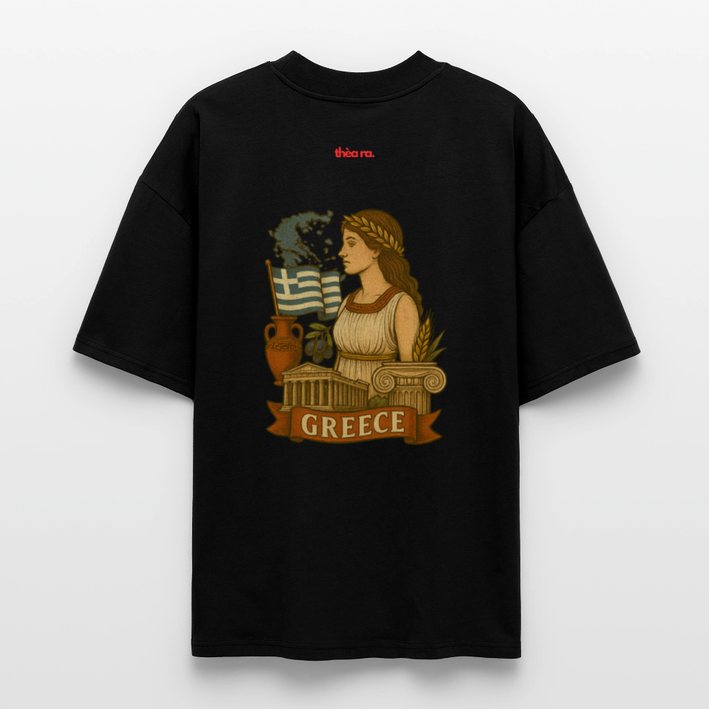 ♻️ 100% Bio Baumwolle Oversized T-Shirt Greece - Schwarz
