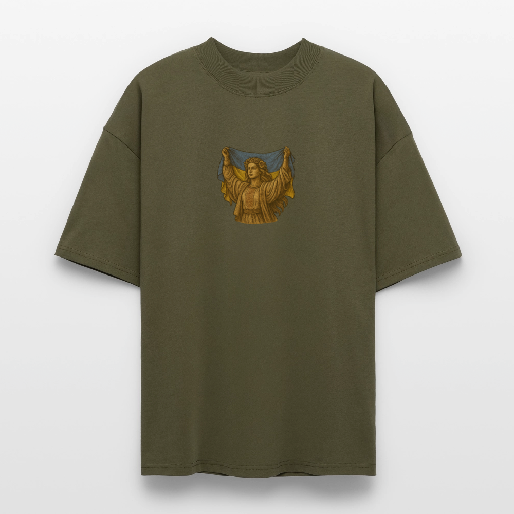 ♻️ 100% Bio Baumwolle Oversized T-Shirt Ukraine - Khaki