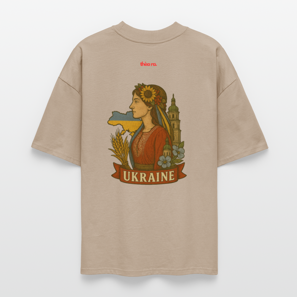 ♻️ 100% Bio Baumwolle Oversized T-Shirt Ukraine - Steingrau