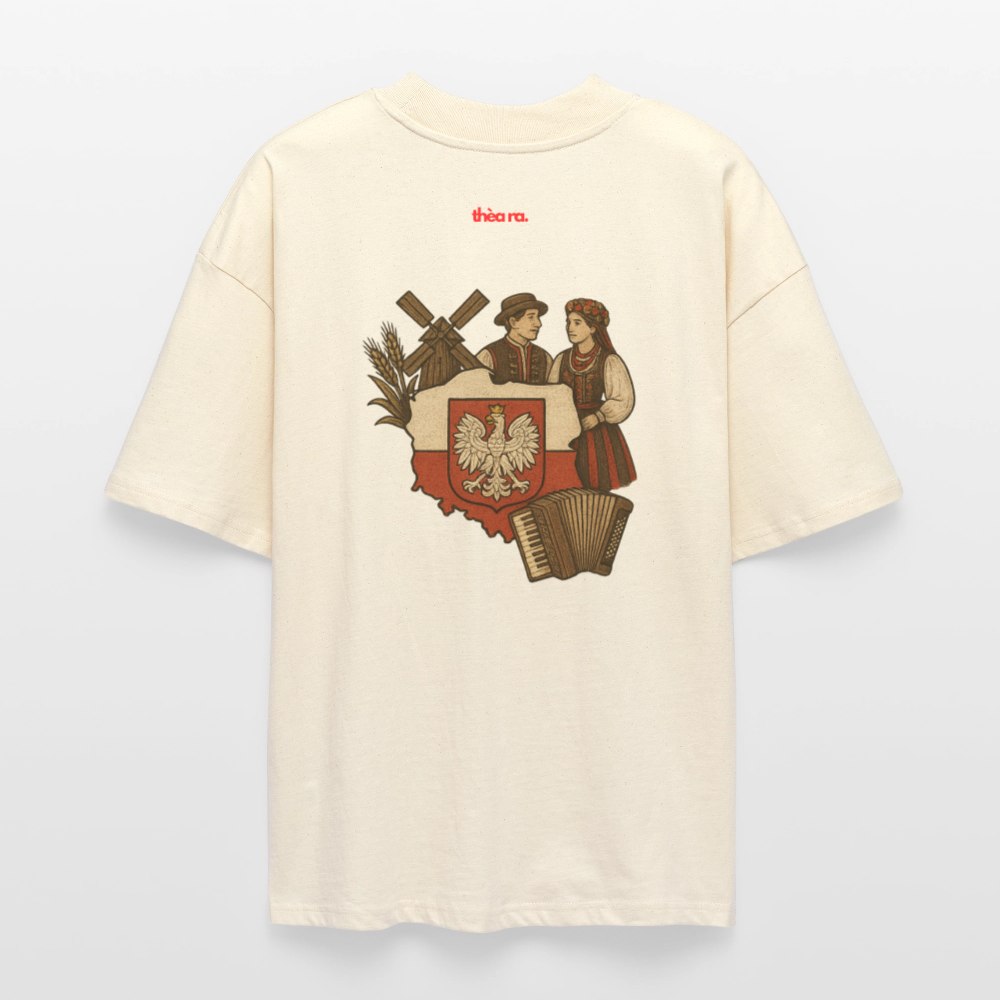 ♻️ 100% Bio Baumwolle Oversized T-Shirt Poland - Weißgrau