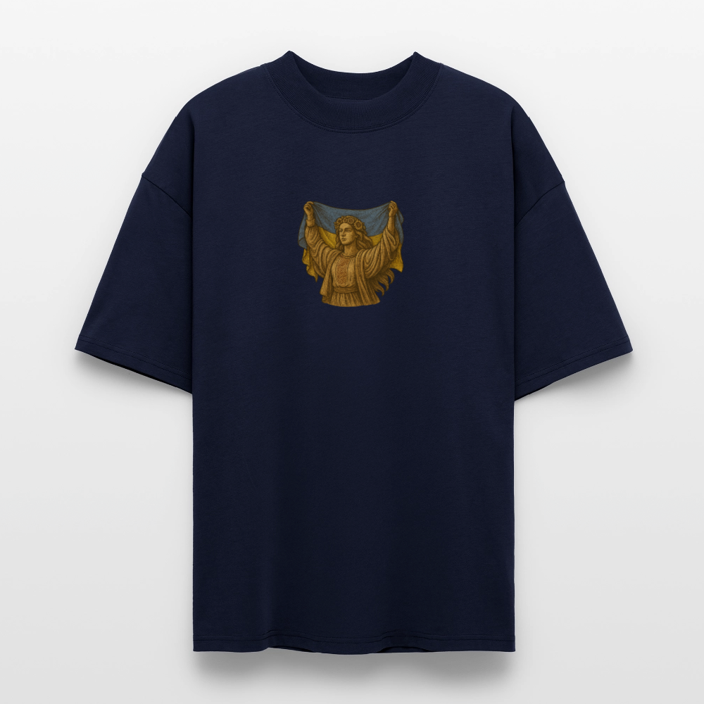 ♻️ 100% Bio Baumwolle Oversized T-Shirt Ukraine - Navy