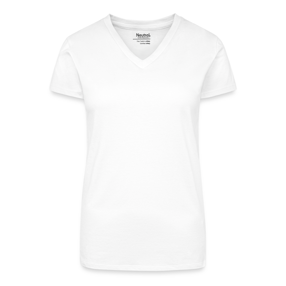 ♻️ Personalisierbares Frauen 100% Bio Baumwolle-T-Shirt mit V-Ausschnitt - Weiß