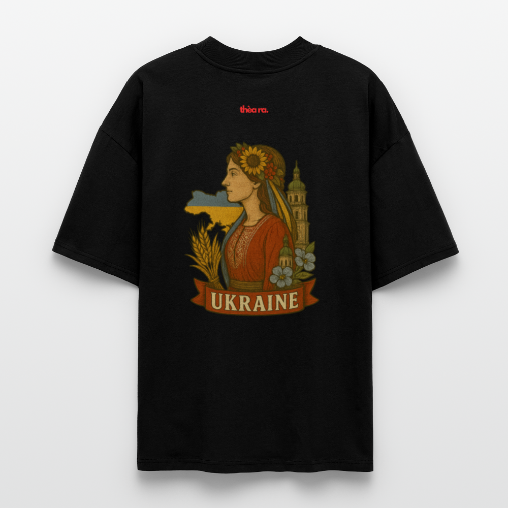 ♻️ 100% Bio Baumwolle Oversized T-Shirt Ukraine - Schwarz