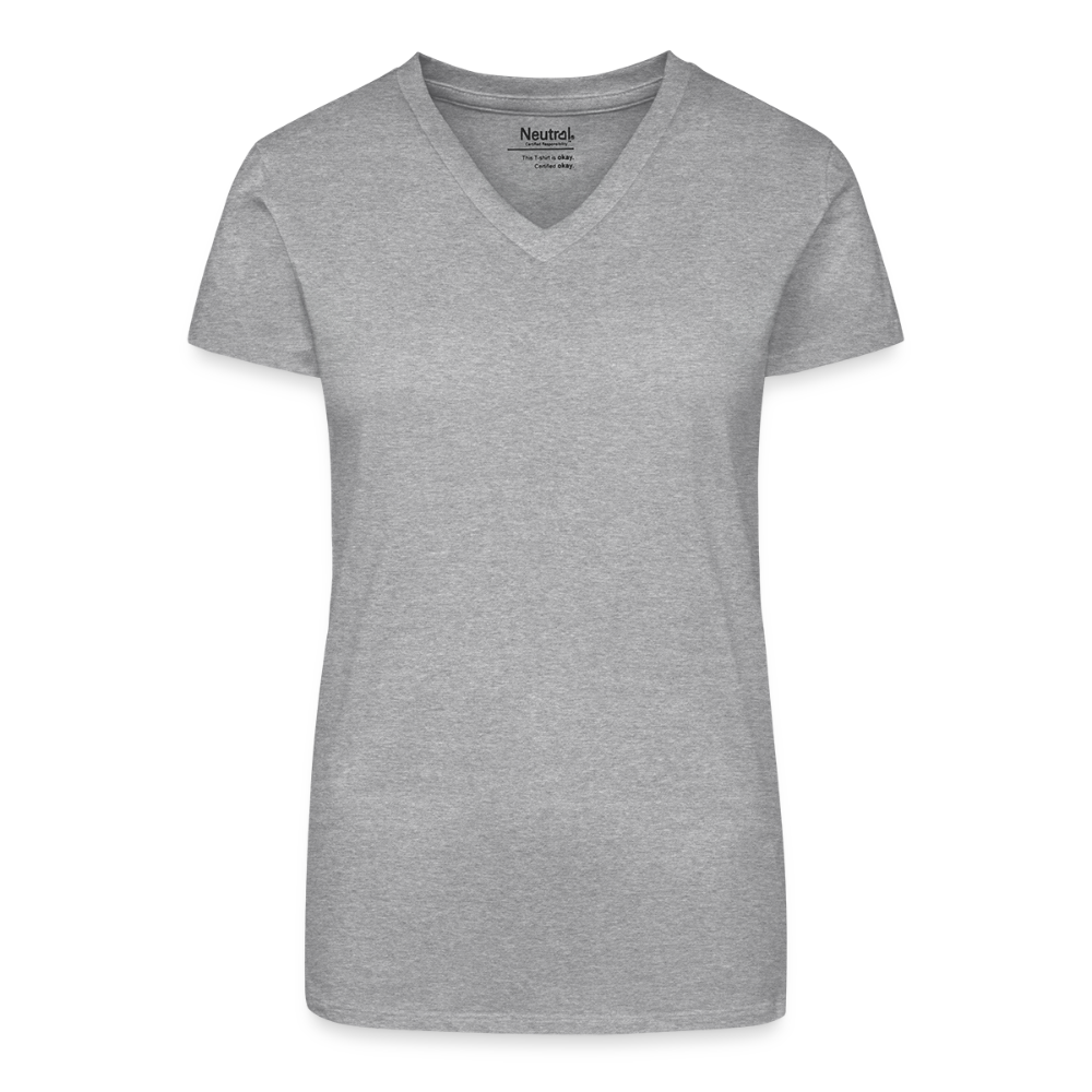 ♻️ Personalisierbares Frauen 100% Bio Baumwolle-T-Shirt mit V-Ausschnitt - Grau meliert