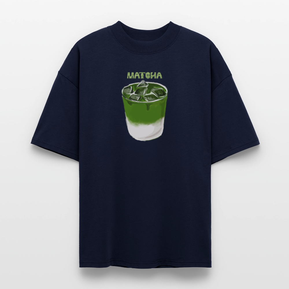 ♻️ 100 % Bio-Baumwolle – "Matcha Lovers" Oversized T-Shirt - Navy