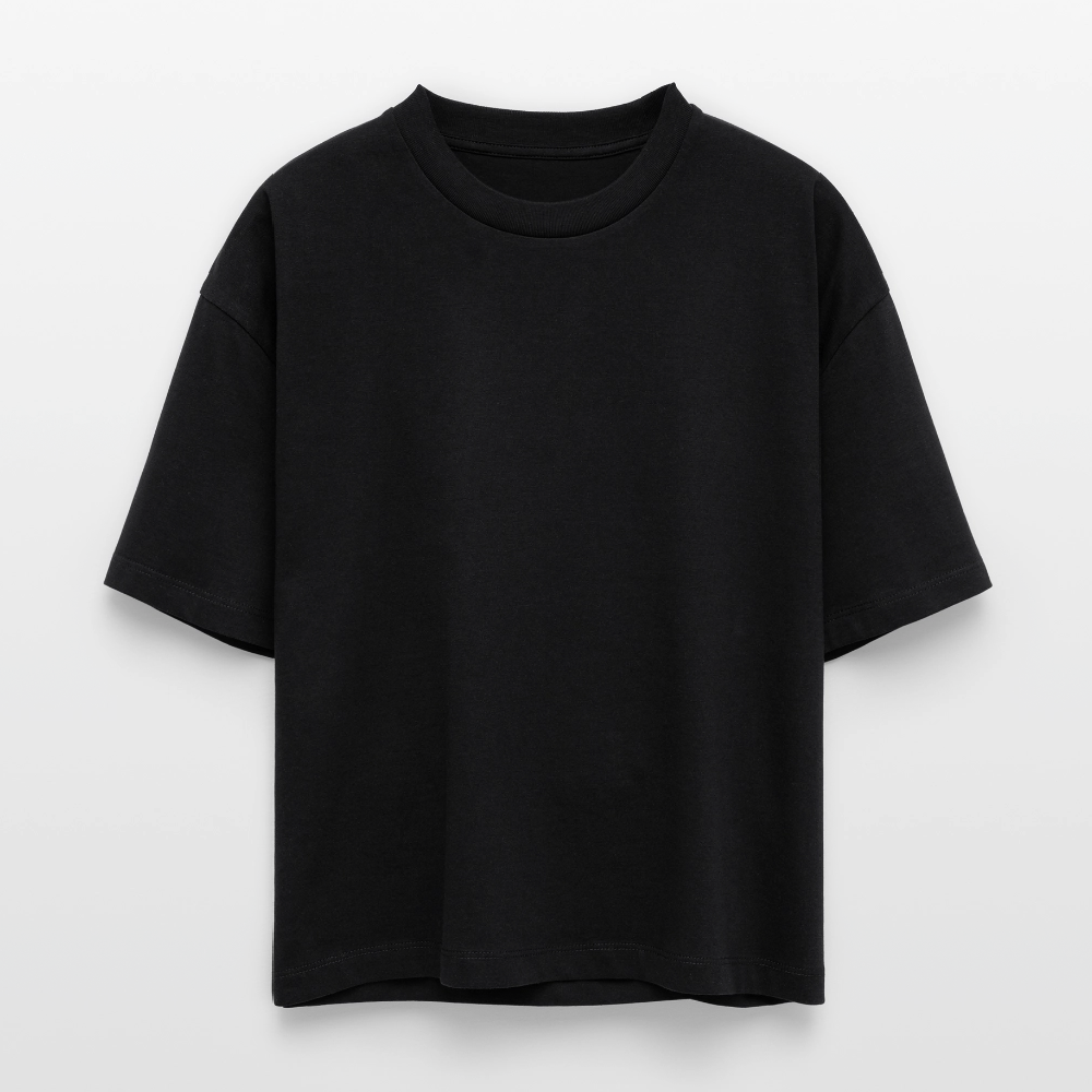 ♻️ Personalisierbares Frauen Boxy 100% Bio Baumwolle T-Shirt - Schwarz
