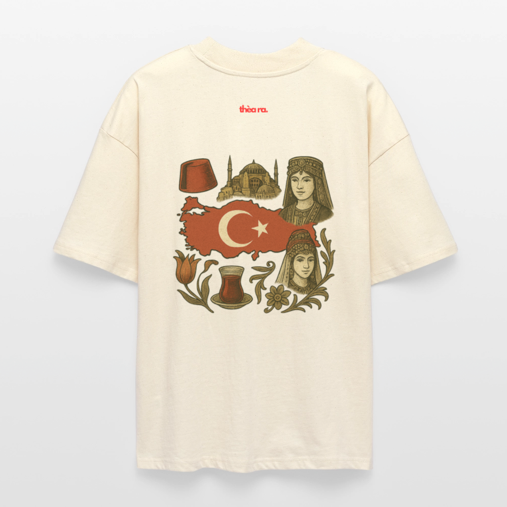 ♻️ 100% Bio Baumwolle Oversized T-Shirt Türkiye - Weißgrau