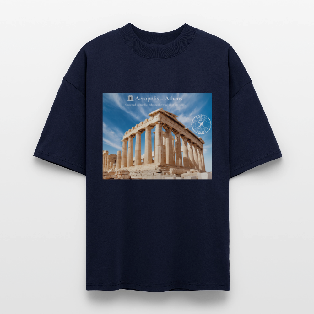 THÈA RA – "Athens Moment" Oversized Unisex Organic T-shirt Blaster - navy