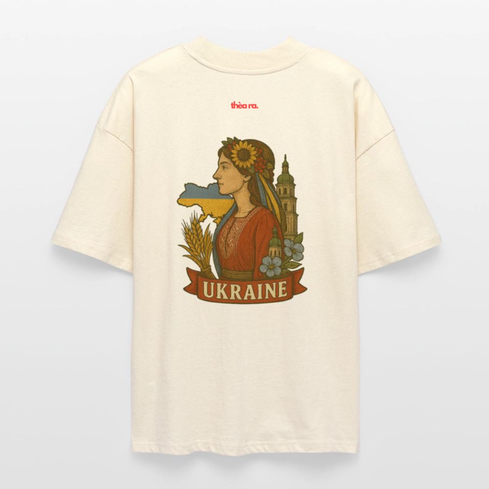 ♻️ 100% Bio Baumwolle Oversized T-Shirt Ukraine - Weißgrau