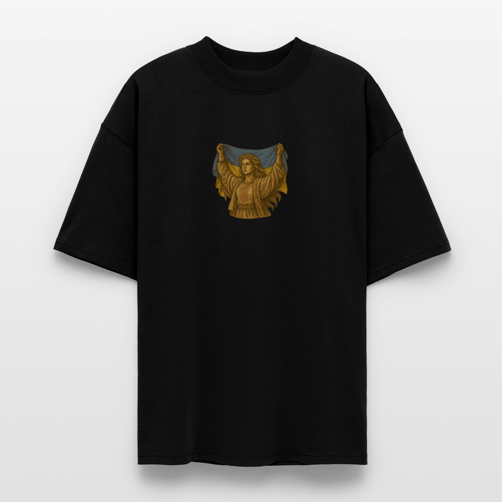 ♻️ 100% Bio Baumwolle Oversized T-Shirt Ukraine - Schwarz