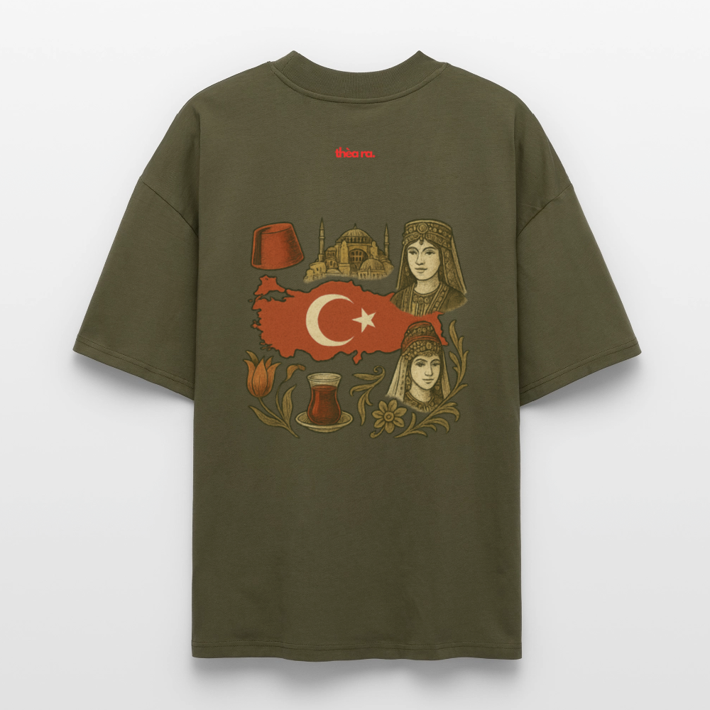 ♻️ 100% Bio Baumwolle Oversized T-Shirt Türkiye - Khaki