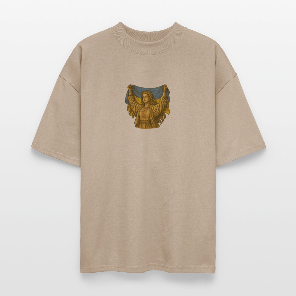 ♻️ 100% Bio Baumwolle Oversized T-Shirt Ukraine - Steingrau