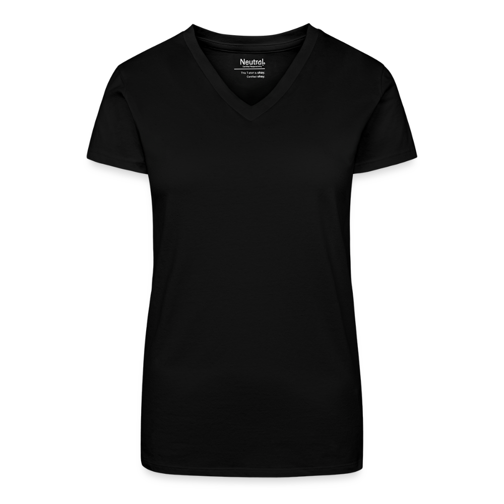 ♻️ Personalisierbares Frauen 100% Bio Baumwolle-T-Shirt mit V-Ausschnitt - Schwarz