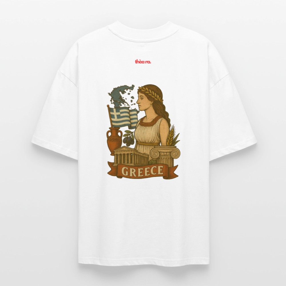 ♻️ 100% Bio Baumwolle Oversized T-Shirt Greece - Weiß