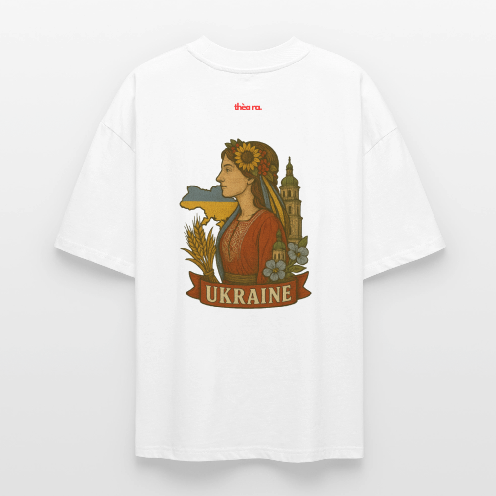 ♻️ 100% Bio Baumwolle Oversized T-Shirt Ukraine - Weiß