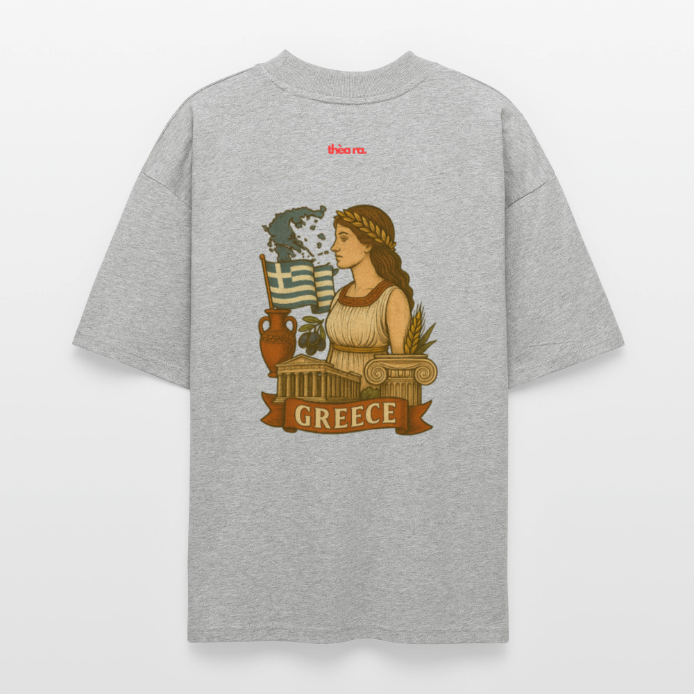 ♻️ 100% Bio Baumwolle Oversized T-Shirt Greece - Grau meliert