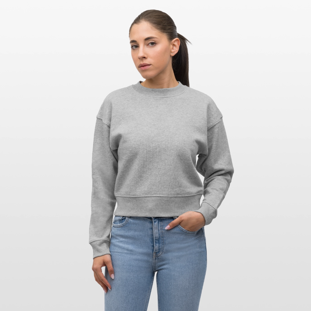 ♻️ Personalisierbares Cropped Frauen Bio-Sweatshirt - Grau meliert