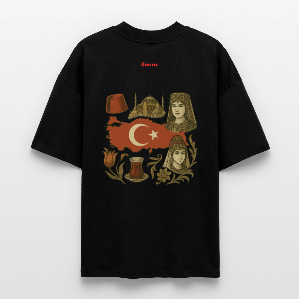♻️ 100% Bio Baumwolle Oversized T-Shirt Türkiye - Schwarz