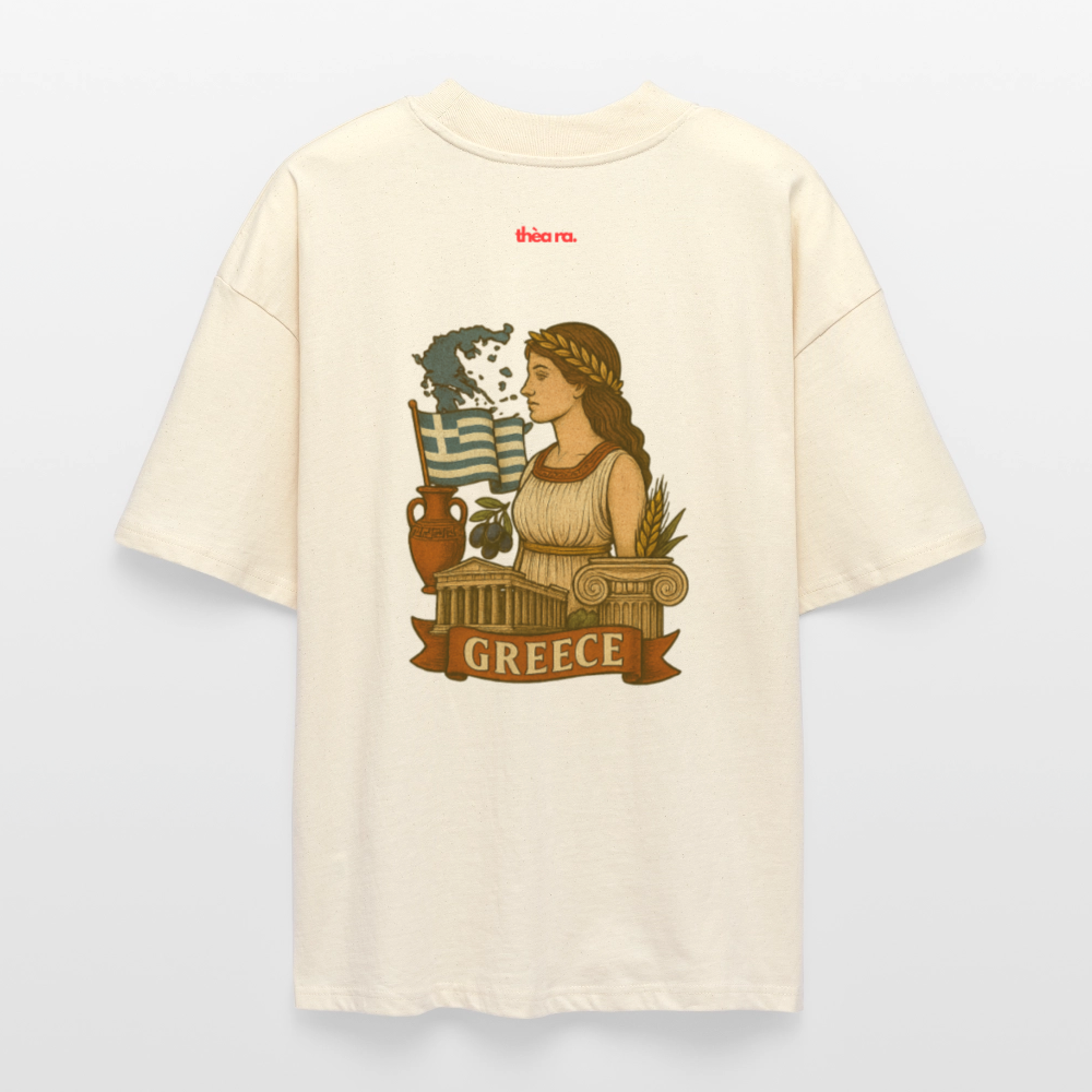 ♻️ 100% Bio Baumwolle Oversized T-Shirt Greece - Weißgrau