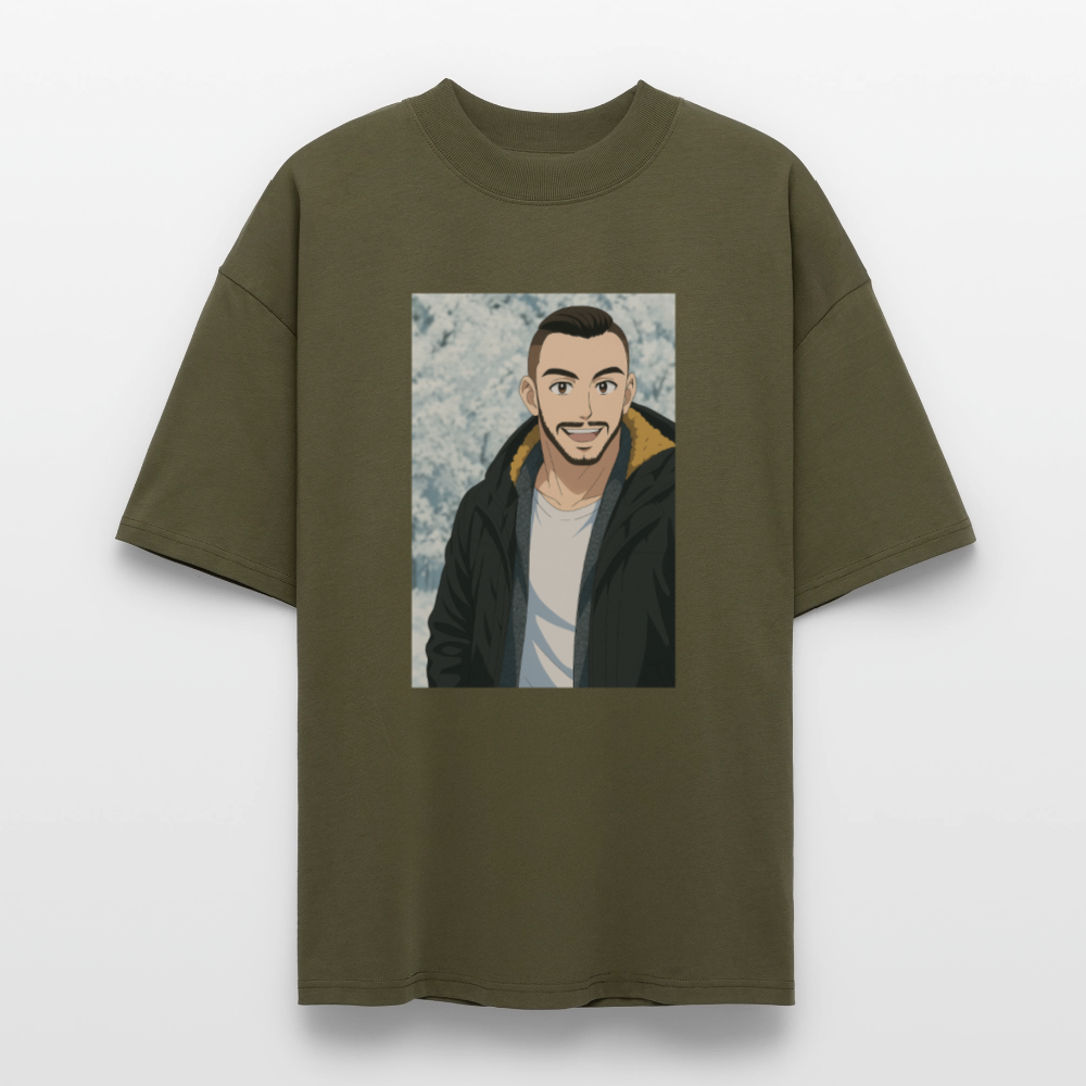 Dein persönliches Anime-Oversized Unisex Organic T-shirt Blaster – Individualisiertes Kunstwerk - khaki
