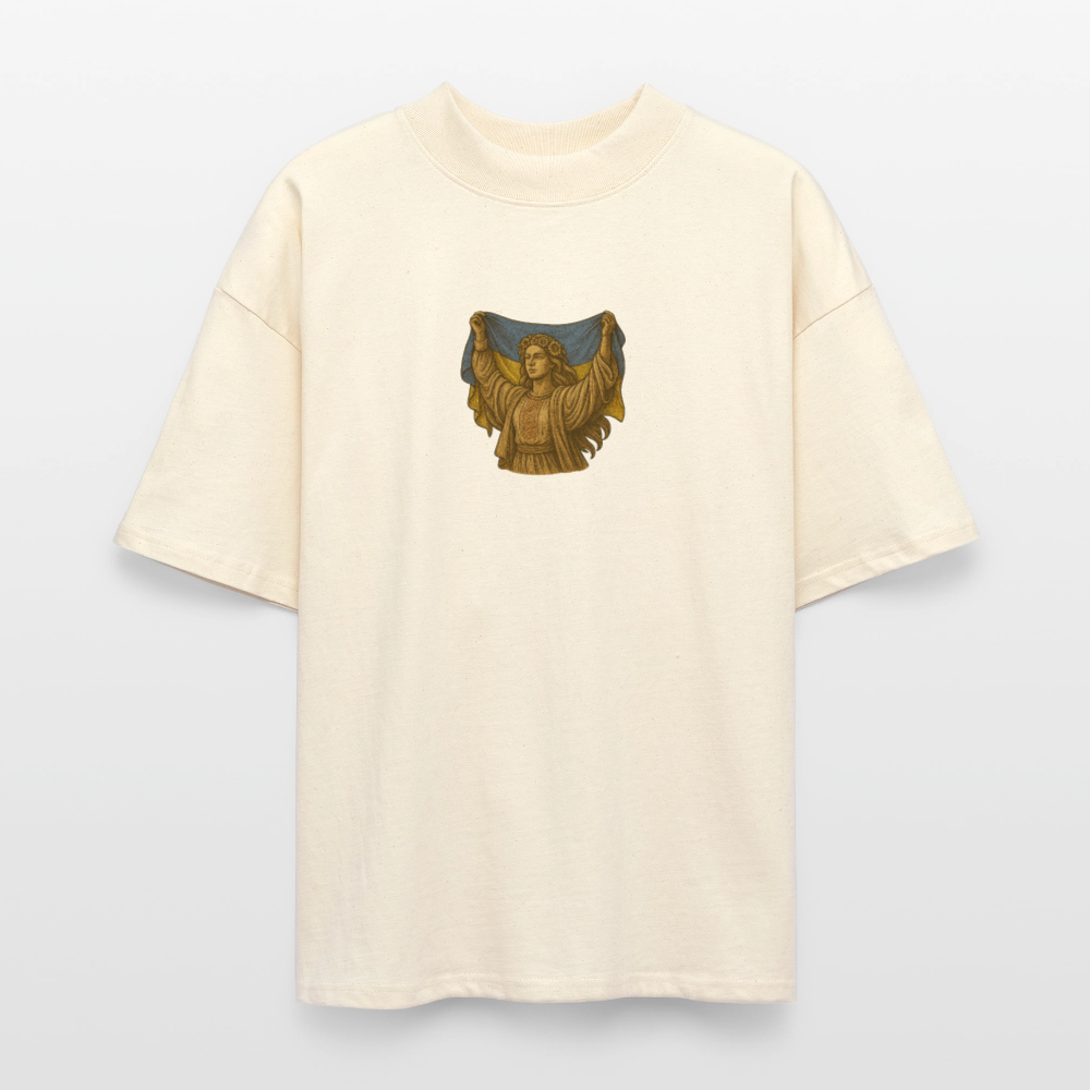♻️ 100% Bio Baumwolle Oversized T-Shirt Ukraine - Weißgrau