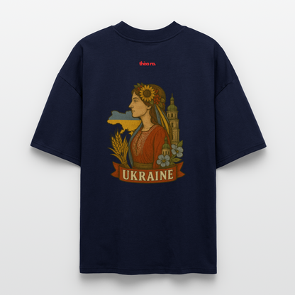 ♻️ 100% Bio Baumwolle Oversized T-Shirt Ukraine - Navy