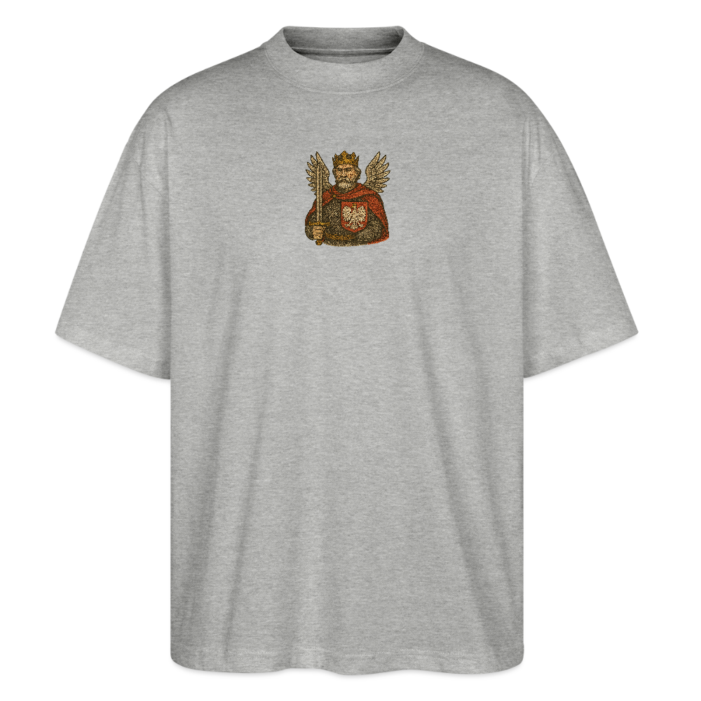 ♻️ 100% Bio Baumwolle Oversized T-Shirt Poland - Grau meliert