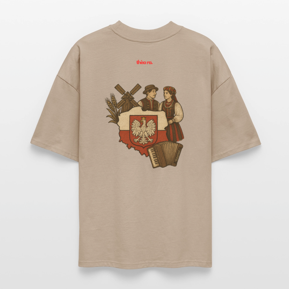 ♻️ 100% Bio Baumwolle Oversized T-Shirt Poland - Steingrau
