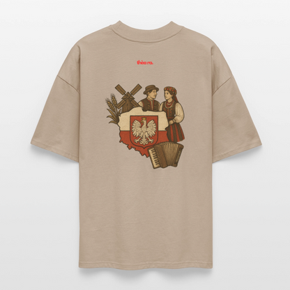 ♻️ 100% Bio Baumwolle Oversized T-Shirt Poland - Steingrau