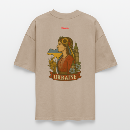 ♻️ 100% Bio Baumwolle Oversized T-Shirt Ukraine - Steingrau