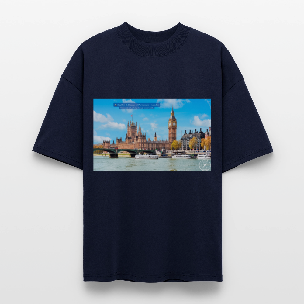 THÈA RA – "London Moment" Oversized Unisex Organic T-shirt Blaster - navy