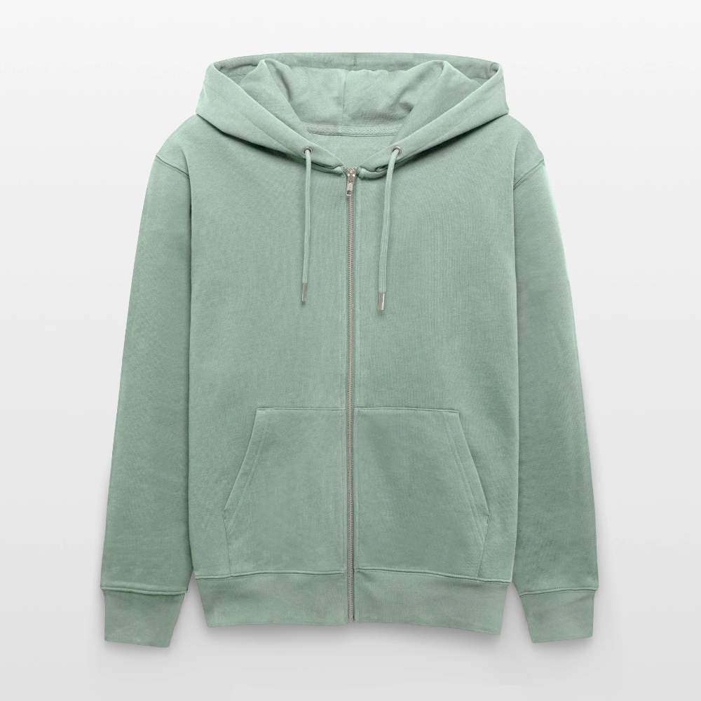 ♻️ Personalisierbares Unisex 100% Bio Baumwolle-Kapuzenjacke - Helles Graugrün