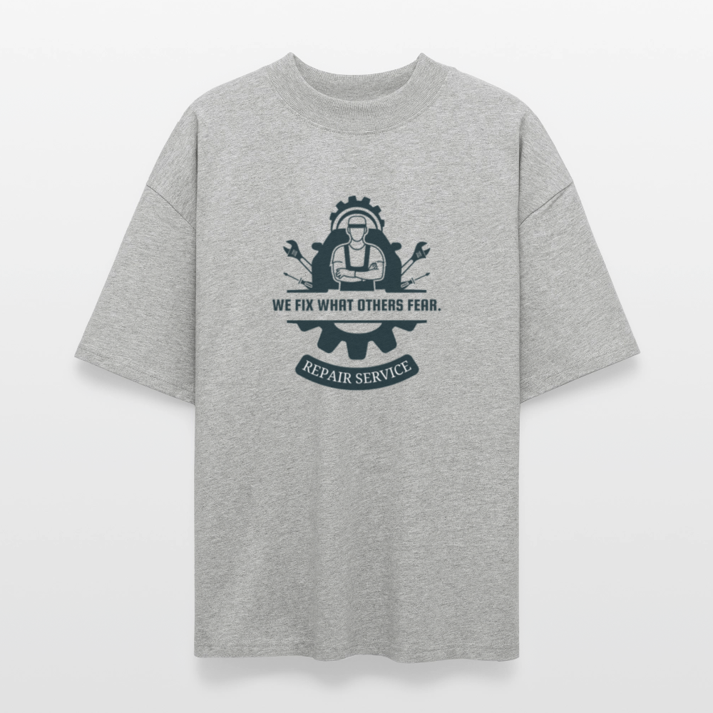 ♻️ 100% Bio Baumwolle Oversized Herren T-Shirt - Grau meliert