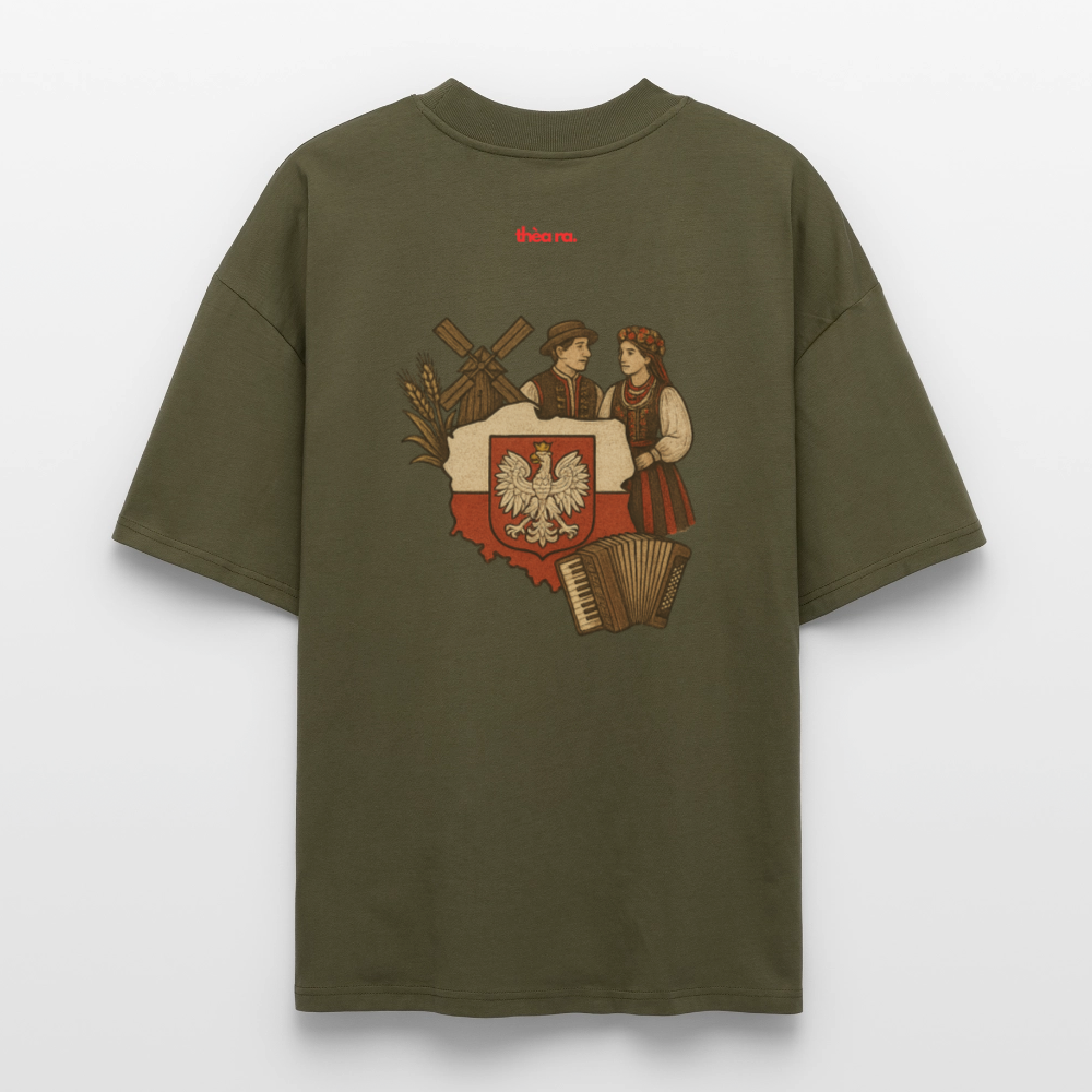 ♻️ 100% Bio Baumwolle Oversized T-Shirt Poland - Khaki