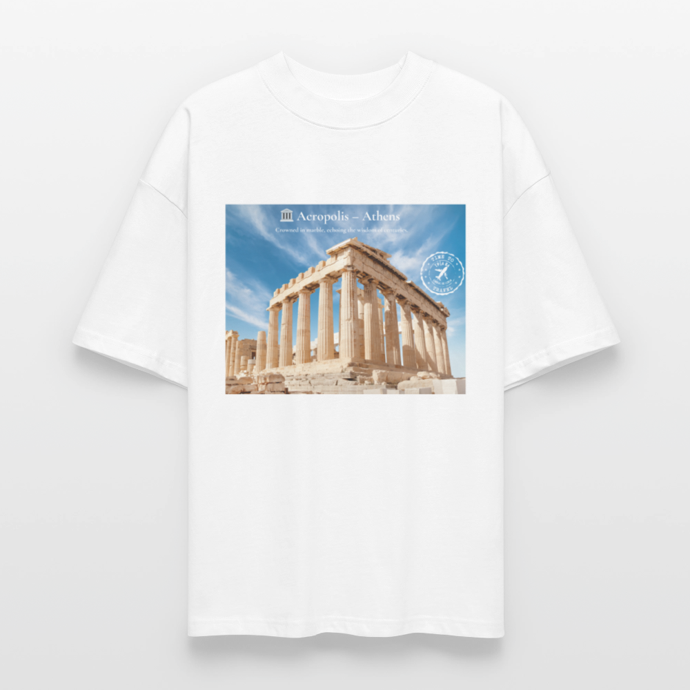 THÈA RA – "Athens Moment" Oversized Unisex Organic T-shirt Blaster - white