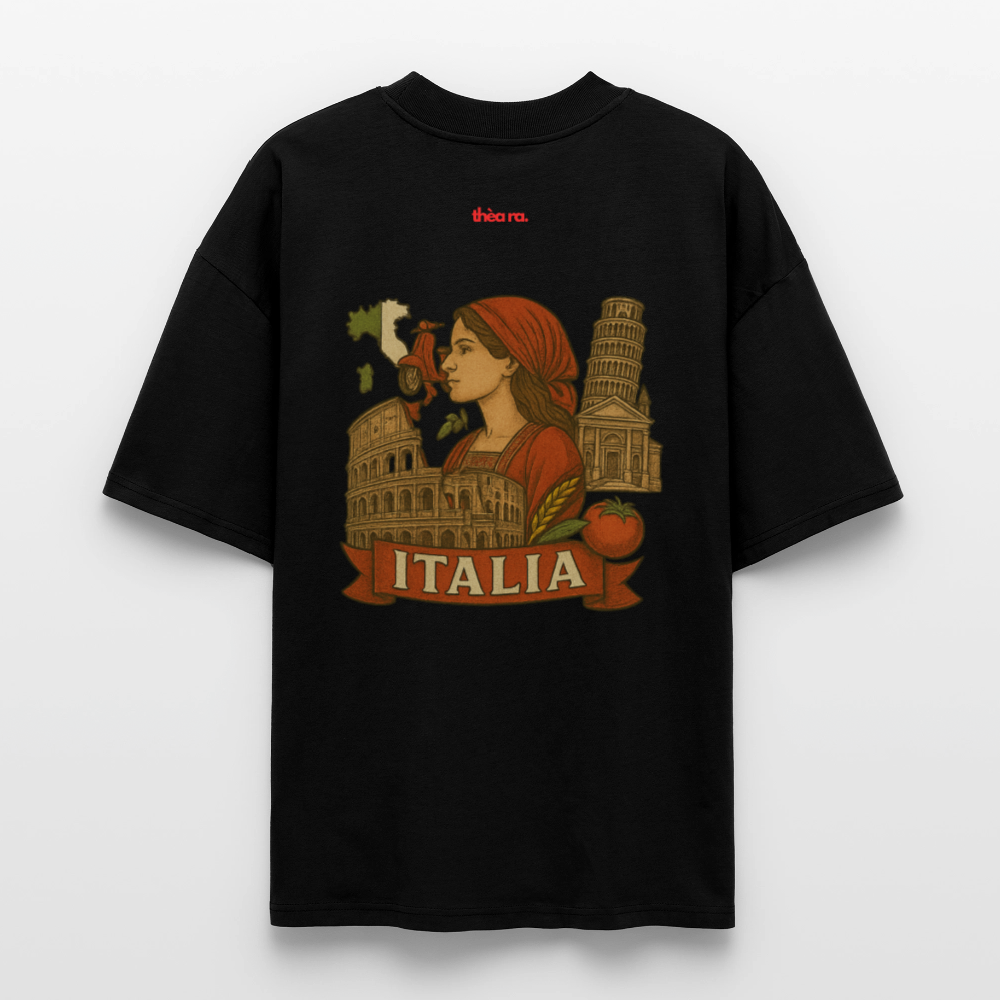 ♻️ 100% Bio Baumwolle Oversized T-Shirt Italia - Schwarz