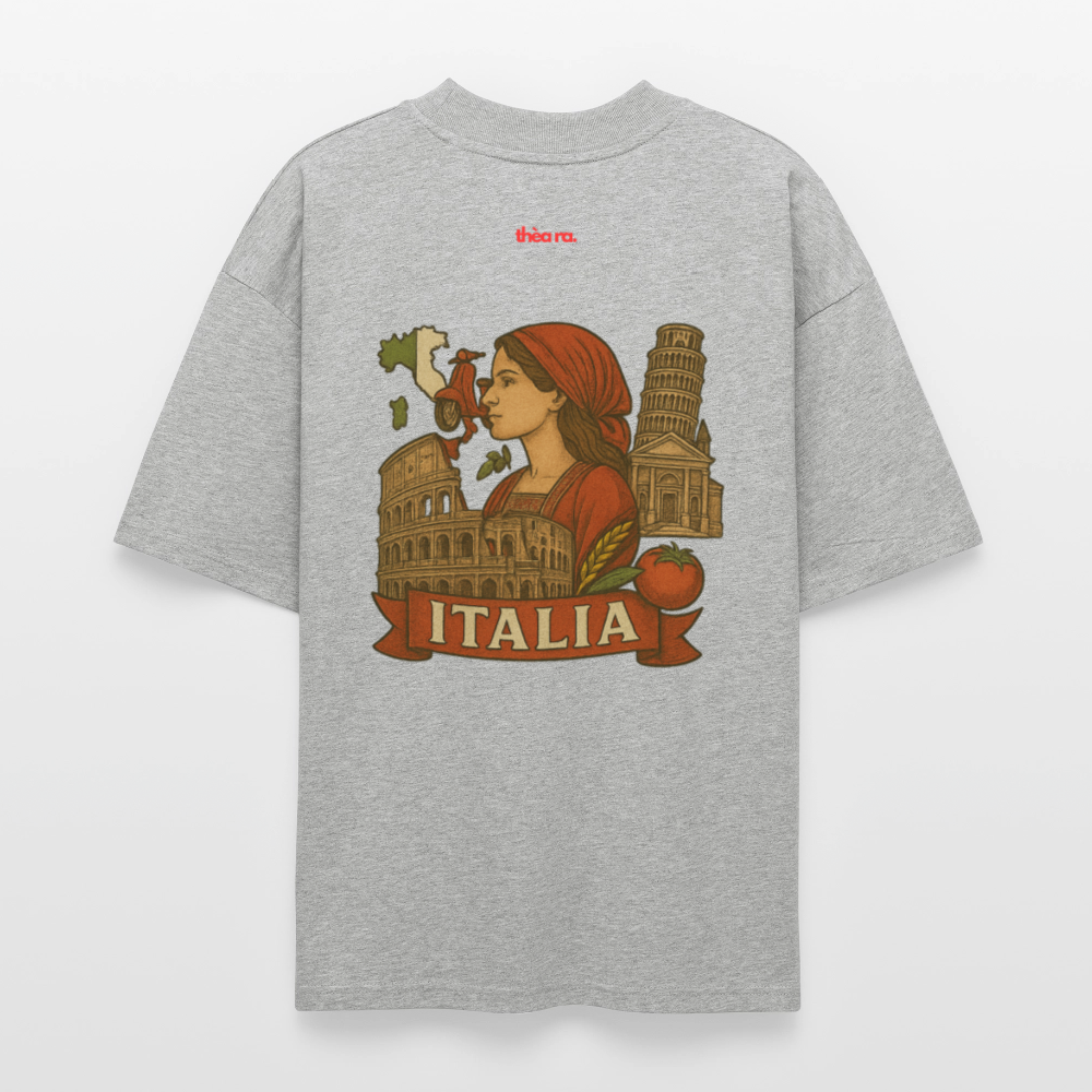 ♻️ 100% Bio Baumwolle Oversized T-Shirt Italia - Grau meliert