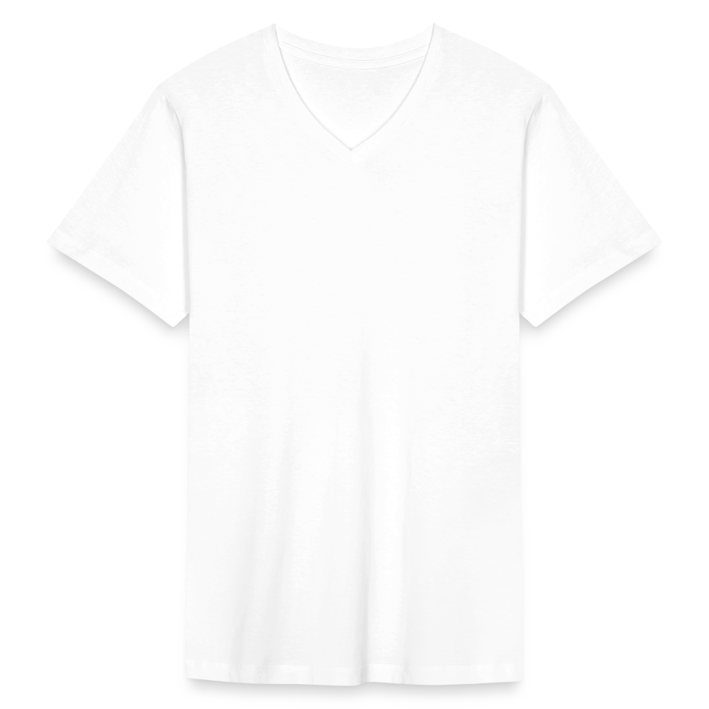 ♻️ Personalisierbares Männer 100% Bio Baumwolle-T-Shirt mit V-Ausschnitt - Weiß