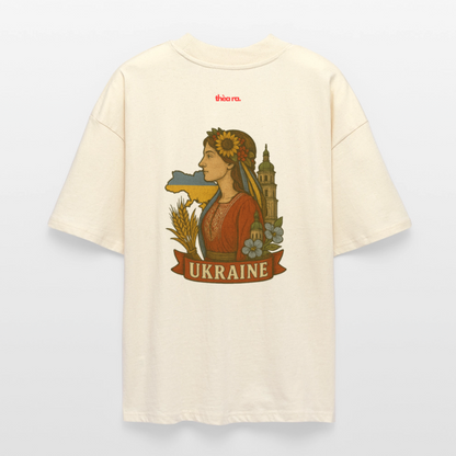 ♻️ 100% Bio Baumwolle Oversized T-Shirt Ukraine - Weißgrau