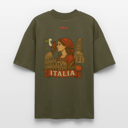 ♻️ 100% Bio Baumwolle Oversized T-Shirt Italia - Khaki