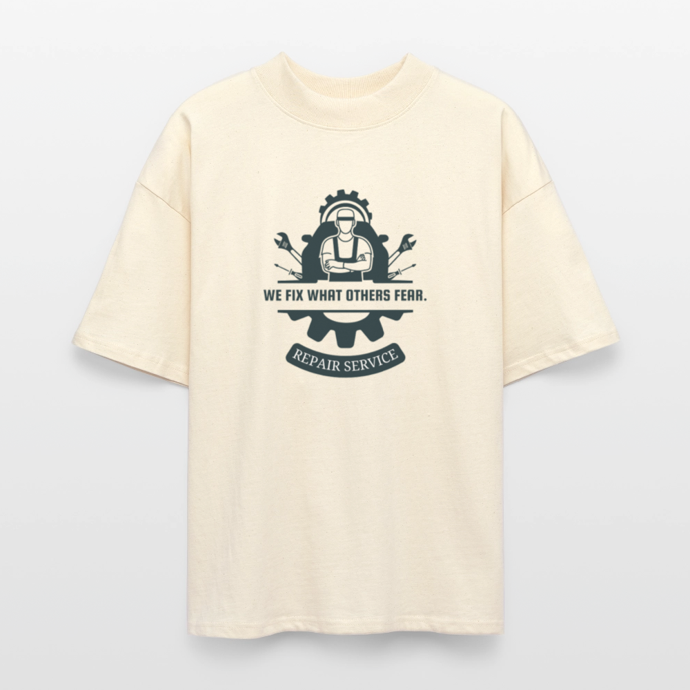 ♻️ 100% Bio Baumwolle Oversized Herren T-Shirt - Weißgrau