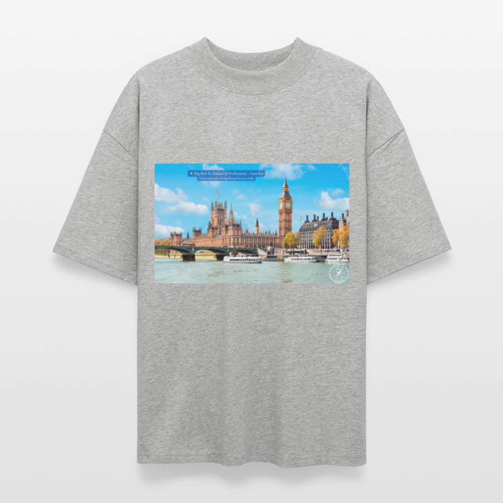 THÈA RA – "London Moment" Oversized Unisex Organic T-shirt Blaster - heather grey