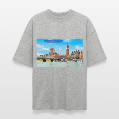 THÈA RA – "London Moment" Oversized Unisex Organic T-shirt Blaster - heather grey