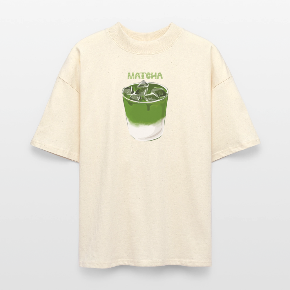 ♻️ 100 % Bio-Baumwolle – "Matcha Lovers" Oversized T-Shirt - Weißgrau